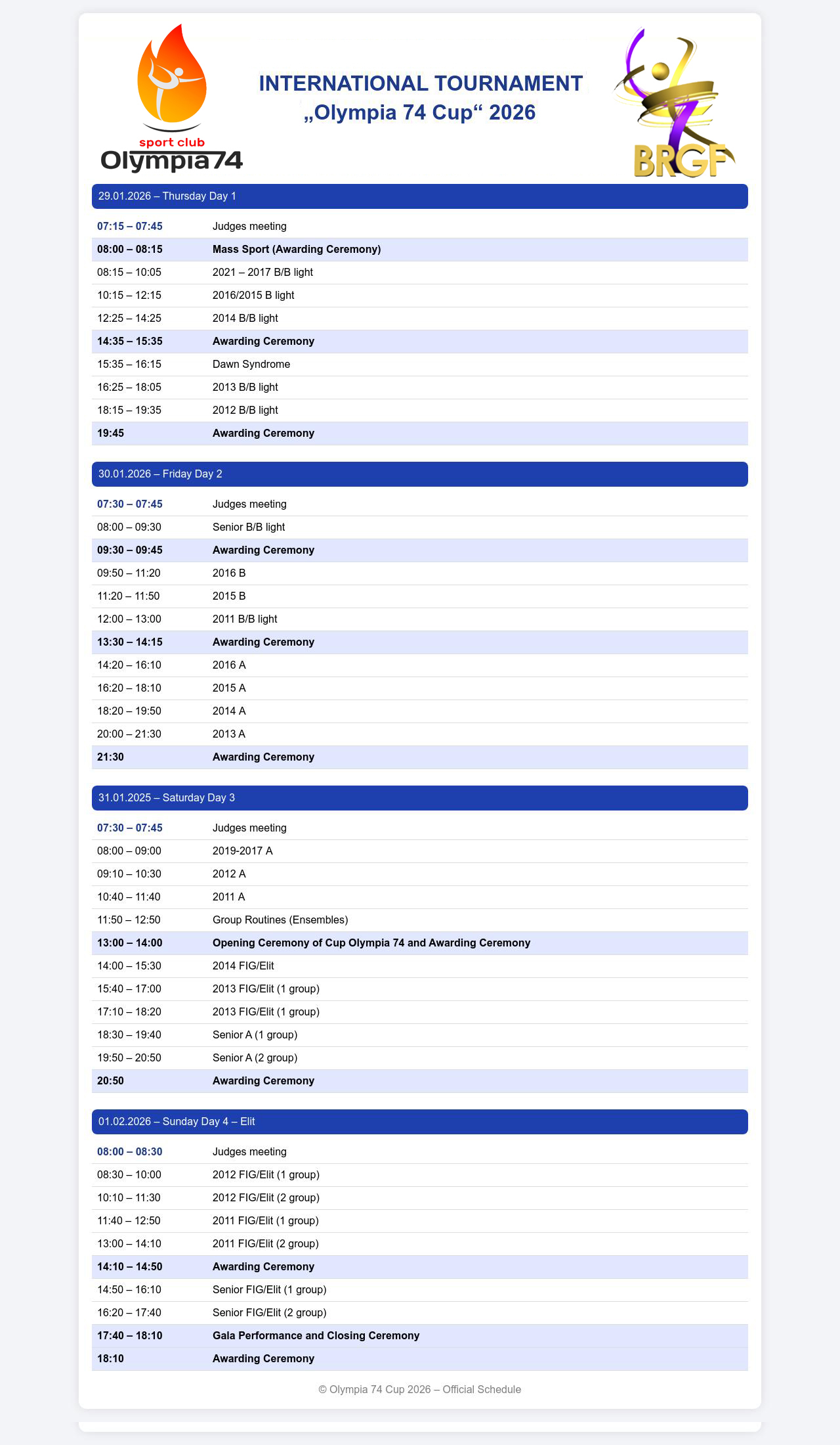 Програма на състезанието